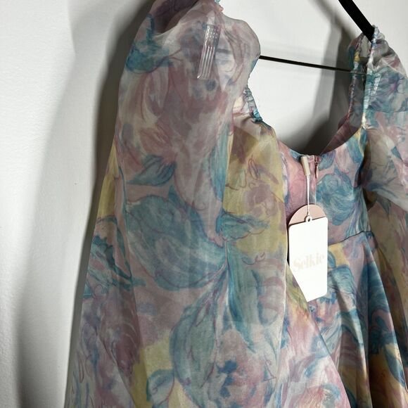 NEW SELKIE Sz XS The Princess Mini Dress in Stepmom Pastel Watercolor - Picture 8 of 13